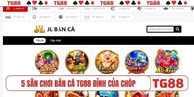 5 sân chơi bắn cá TG88 đỉnh của chóp