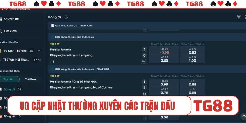 UG thể thao cập nhật thường xuyên các trận đấu